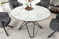 Table à manger Circulaire 120cm céramique aspect marbre blanc