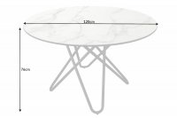 Table à manger Circulaire 120cm céramique aspect marbre blanc