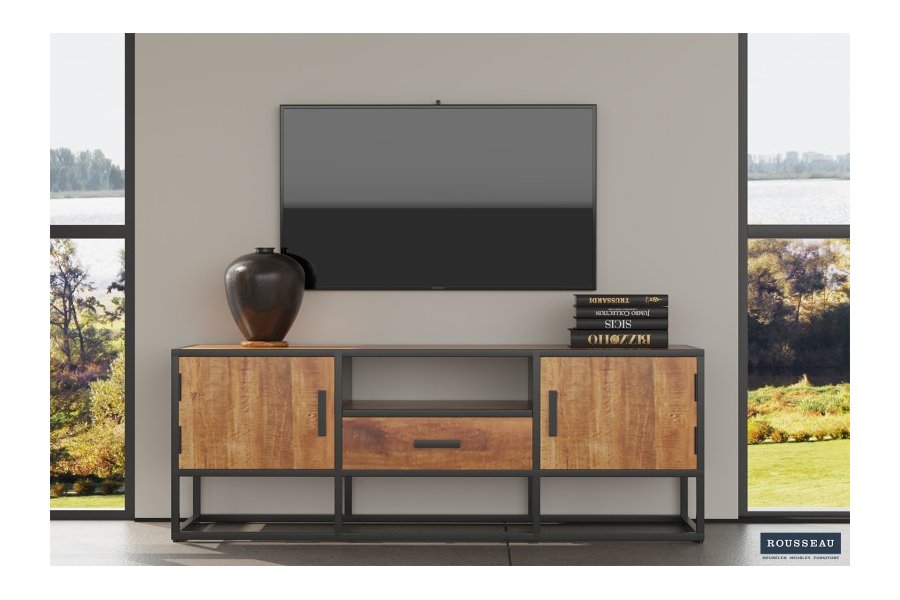 Meuble TV design 140 cm en bois...