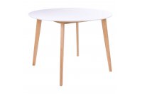 Table de Salle à Manger Ronde - Design Blanc et Bois Naturel - Ø105 cm x 75 cm
