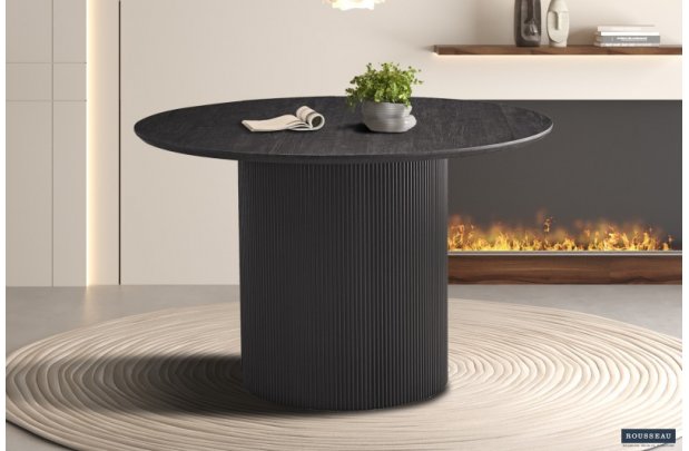 Table de Salle à Manger Ronde - 120 cm - Décor Brun Foncé