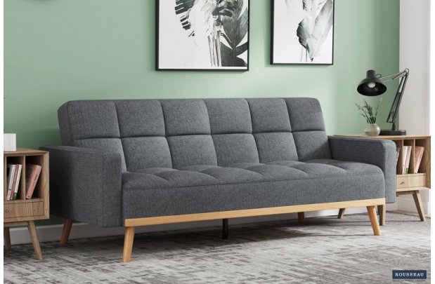 Canapé convertible Style Scandinave - Confort et Élégance en Tissu Gris