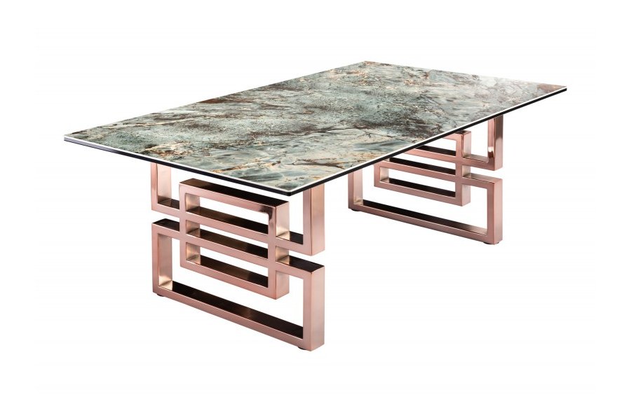 Table Basse avec Plateau Aspect Marbre coloris turquoise