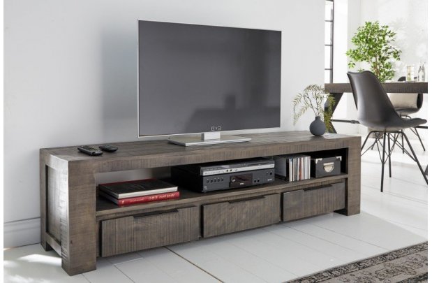 Meuble tv bois massif |Meuble tv moderne de couleur naturelle en bo...