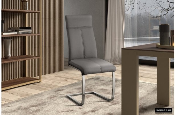 Chaise design en simili cuir gris Chaises de salle à manger |adeniahome...