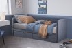 Lit banquette avec rangement de 90 x 200 cm en tissu coloris gris