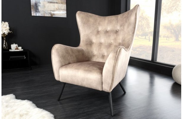 Fauteuil en Velours Champagne avec...