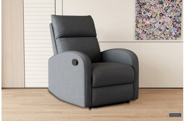 Fauteuil relax moderne de coloris Noir en simili cuir Fauteuil rela...