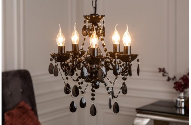 Lustre style baroque 5 branches en acrylique noir Suspensions |adeniahome...