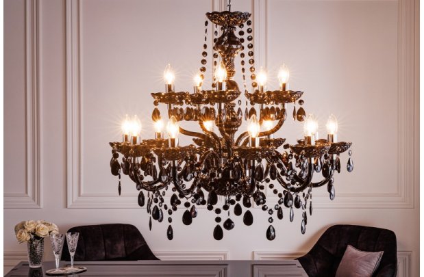 Lustre noir avec 15 bougies Suspensions |adeniahome.com