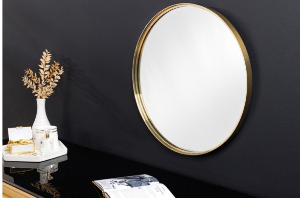 Miroir mural en métal design coloris doré 50cm