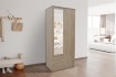 Armoire 'Marc' 2 Portes, 2 Tiroirs avec Miroir - Finition Sonoma : Compacte et Polyvalente