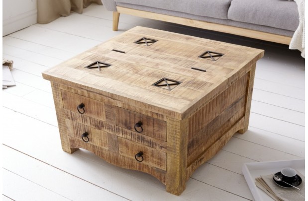 Table basse contemporaine |Table basse design fossile en bois et ve...