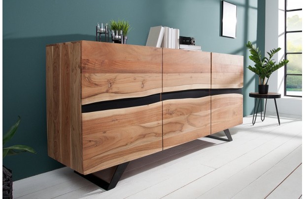 Buffet Haut style minimal en bois acacia 140cm pas cher