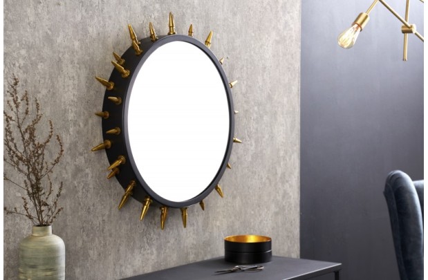 Miroir mural Abstract 66 cm en noir et or – Design audacieux et contemporain