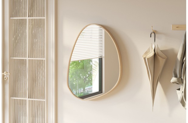 Miroir mural ‘Roza’ 80 x 60 cm en chêne vieilli – Un design naturel et épuré