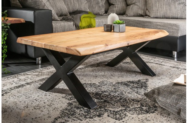 Table basse acacia 110cm coloris naturel en bois massif pas cher