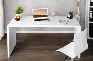 Bureau professionnel 140cm design en MDF coloris blanc
