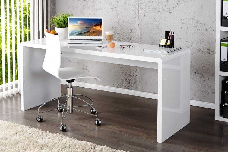 Bureau professionnel 140cm design en MDF coloris blanc
