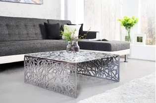 Table basse 60 cm en aluminium coloris argenté