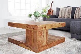 Table basse en bois massif 80 cm 2