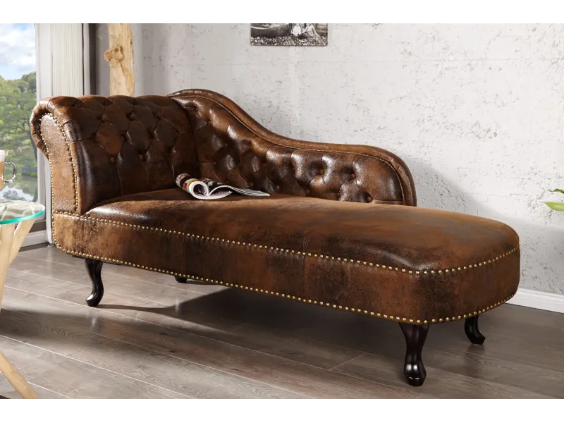 Méridienne design Chesterfield teinté marron antique