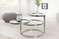 Table d'appoint design en verre / métal argenté