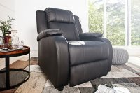 Fauteuil relax moderne avec repose-pied en simili cuir coloris noir