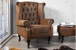 Fauteuil design chesterfield coloris marron