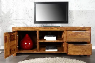 Meuble TV 135 cm en bois massif avec rangement 2