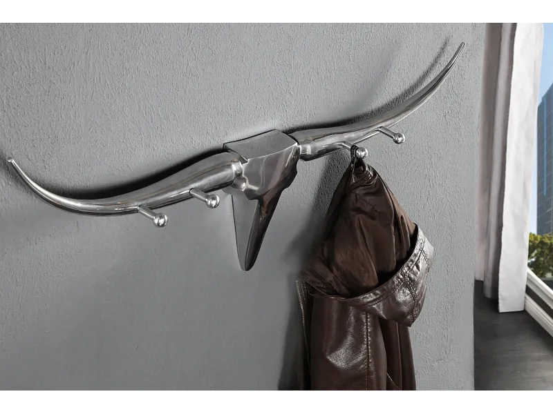 Patère tête de taureau à 4 crochets coloris argenté