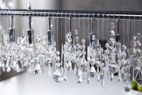 Lampe suspendue contemporaine horizontal en cristaux à 9 lampes