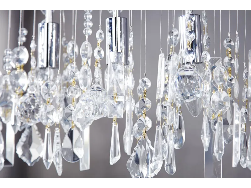 Lampe suspendue contemporaine horizontal en cristaux à 9 lampes