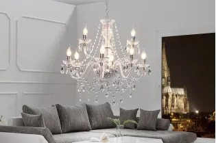 Lustre moderne à 9 bougies coloris transparent