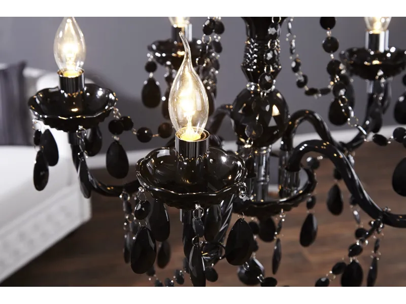 Lustre à suspension 5 branches en acrylique noir