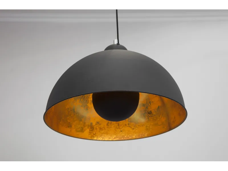 Lampe suspendue hémisphère coloris noir et d'or