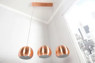 Barre de 3 lampes suspendues 20 cm design en métal cuivré 2