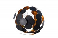Lampe suspendue de design boule en métal coloris doré et noir