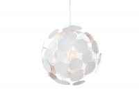 Lampe suspendue design boule en métal coloris blanc argenté