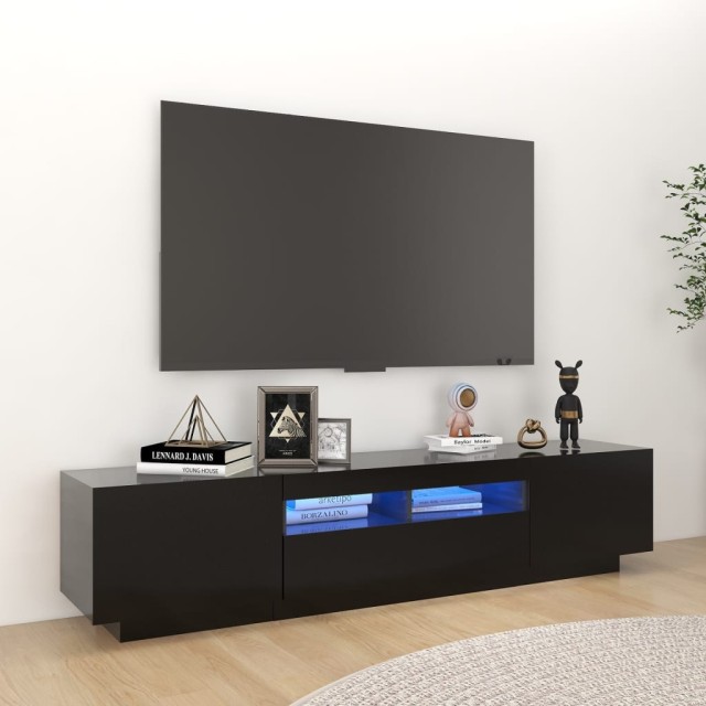 Meuble TV avec lumières LED Noir 180x35x40 cm