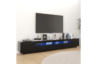 Meuble TV avec lumières LED Noir 260x35x40 cm
