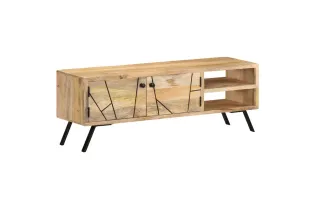 Meuble TV 110x30x40 cm Bois massif de manguier