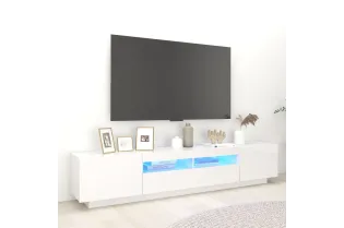 Meuble TV avec lumières LED Blanc brillant 200x35x40 cm