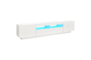 Meuble TV avec lumières LED Blanc brillant 200x35x40 cm 2