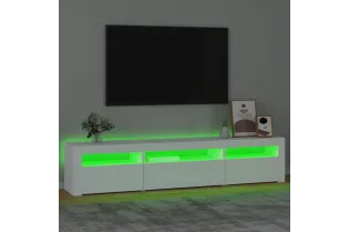Meuble TV avec lumières LED Blanc 195x35x40 cm 2