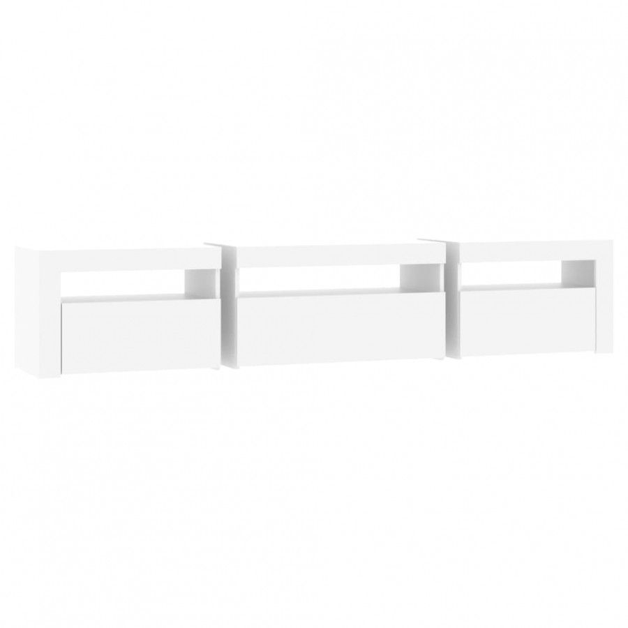 Meuble TV avec lumières LED Blanc 195x35x40 cm