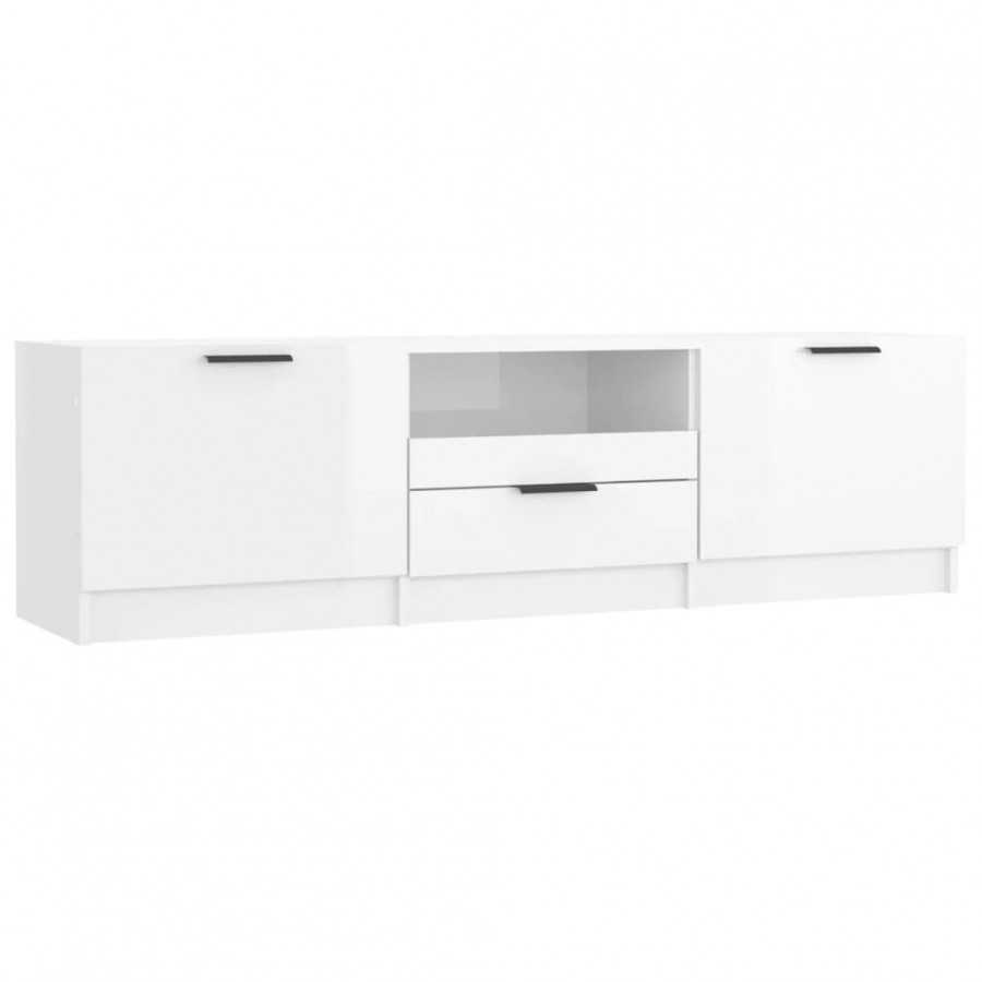 Meuble TV Blanc brillant 140x35x40 cm