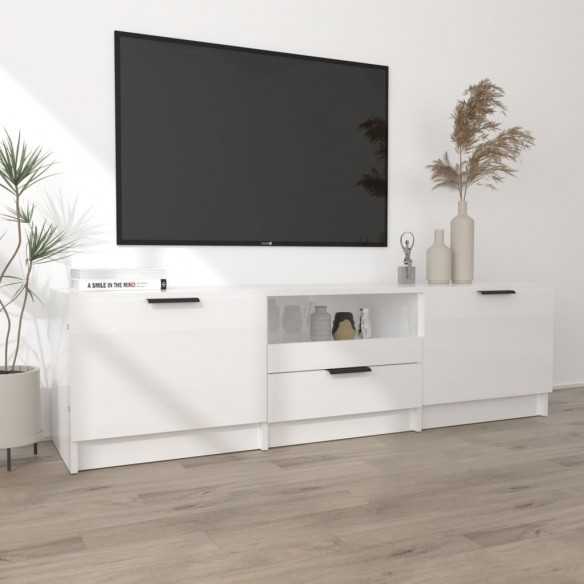 Meuble TV Blanc brillant 140x35x40 cm 