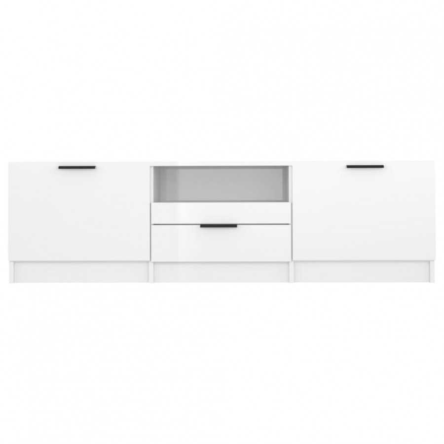 Meuble TV Blanc brillant 140x35x40 cm