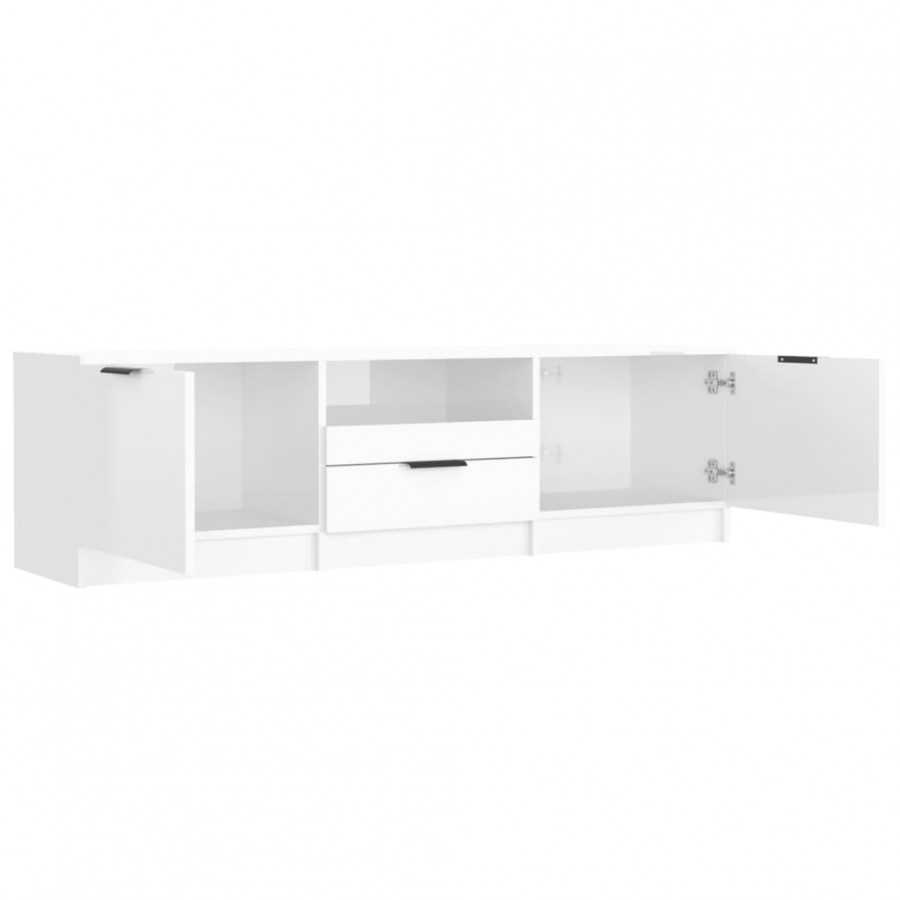 Meuble TV Blanc brillant 140x35x40 cm